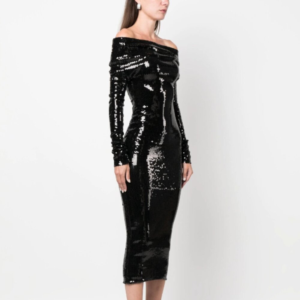Alexandre Vauthier off-shoulder sequined midi dress FR36